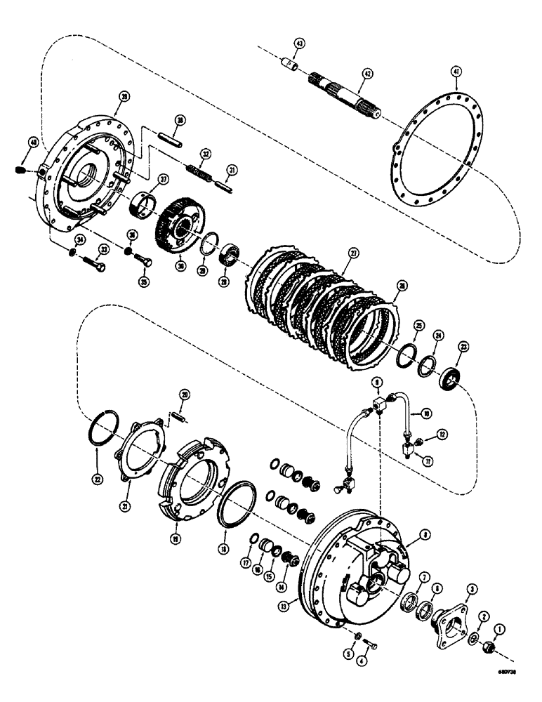 Схема запчастей Case 400 - (020) - TRANSMISSION, REAR COVER AND BRAKE (03) - TRANSMISSION