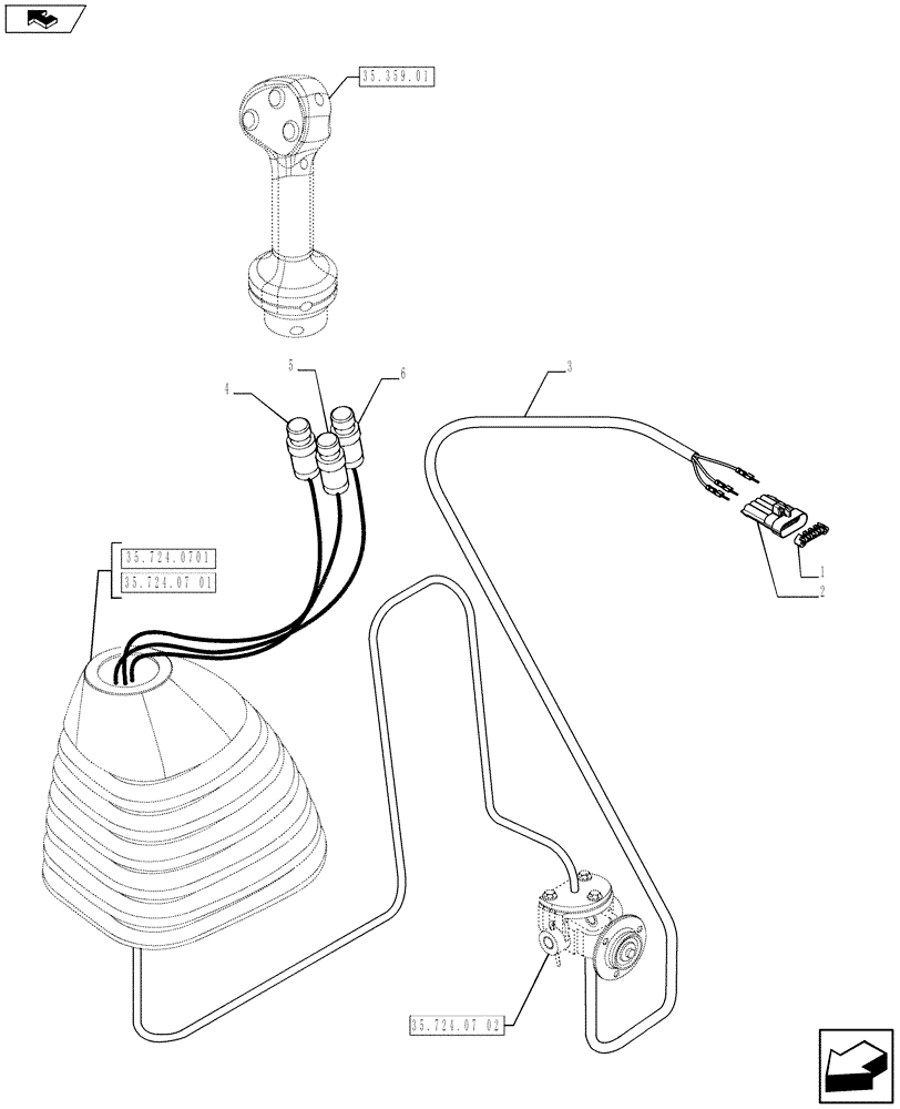 Схема запчастей Case 580SN WT - (55.512.4501) - JOYSTICK MOUNTING, LOADER - POWERSHIFT (55) - ELECTRICAL SYSTEMS