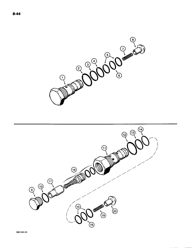 Схема запчастей Case W18B - (8-44) - VALVE COMPONENTS (08) - HYDRAULICS