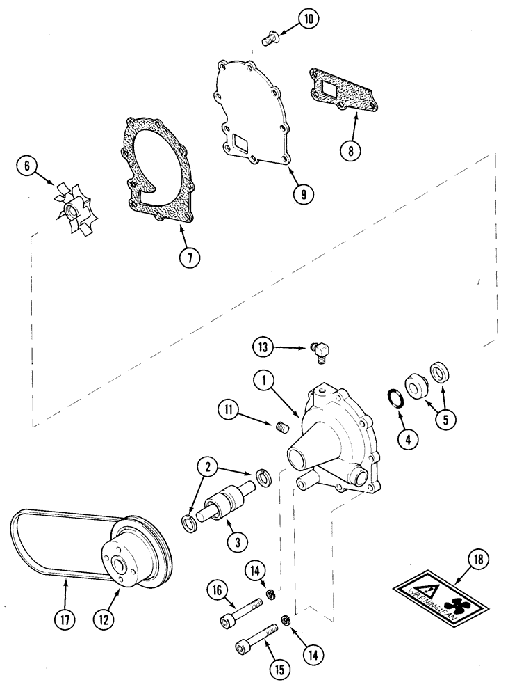 Схема запчастей Case 1835C - (2-62) - WATER PUMP, TM-20 GASOLINE ENGINE (02) - ENGINE