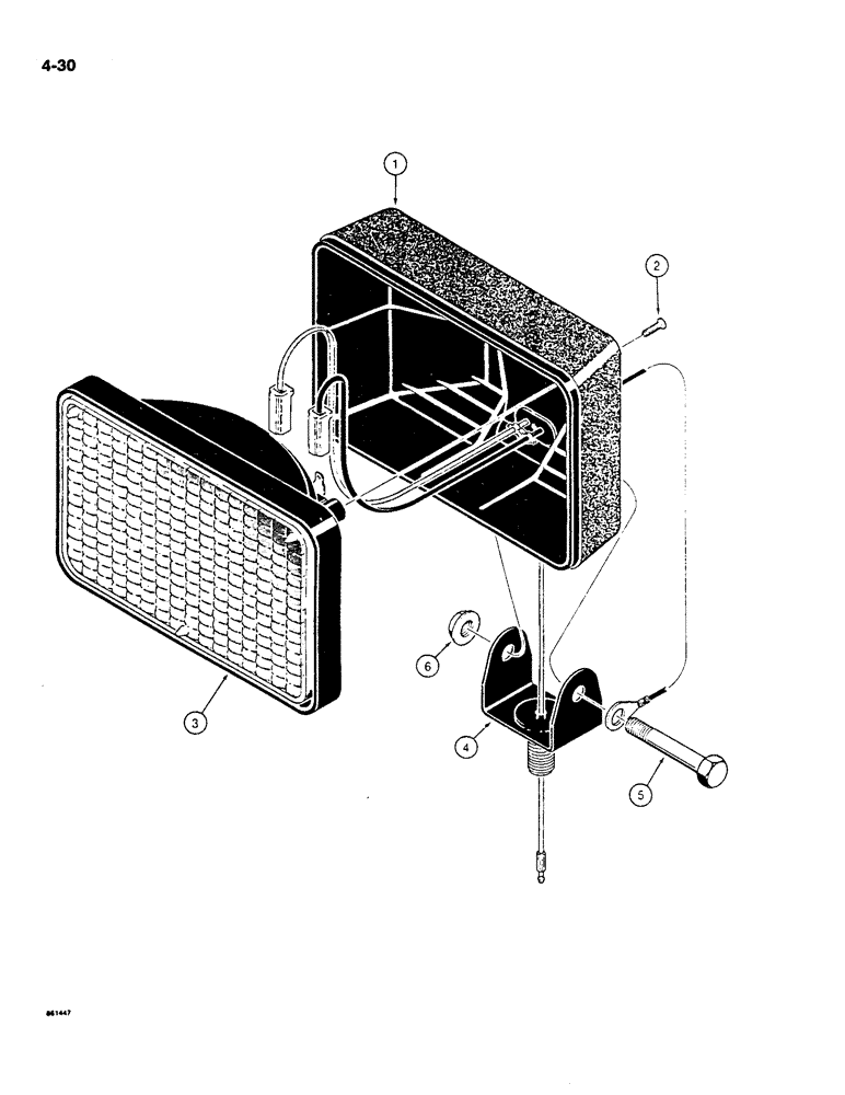 Схема запчастей Case 550 - (4-30) - HALOGEN LAMP ASSEMBLY, USED ON MODELS WITH ROPS CANOPY (04) - ELECTRICAL SYSTEMS