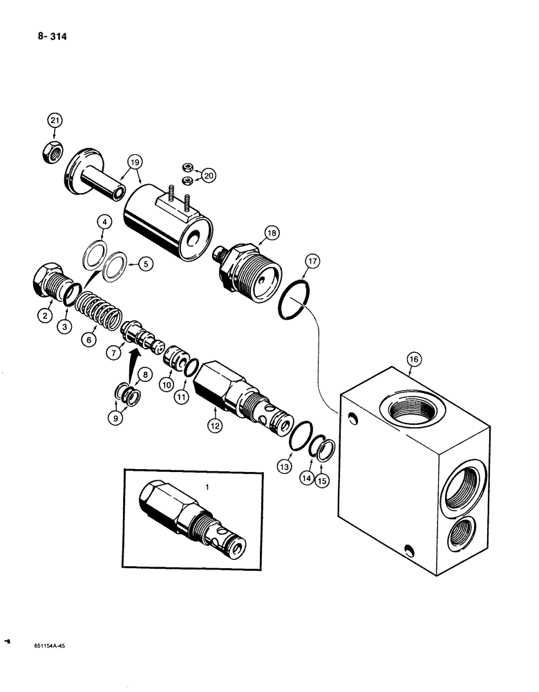 Схема запчастей Case 780C - (8-314) - L104686 SOLENOID RELIEF, USED ON MODELS WITH 24 VOLT ELECTRICAL CIRCUIT (08) - HYDRAULICS