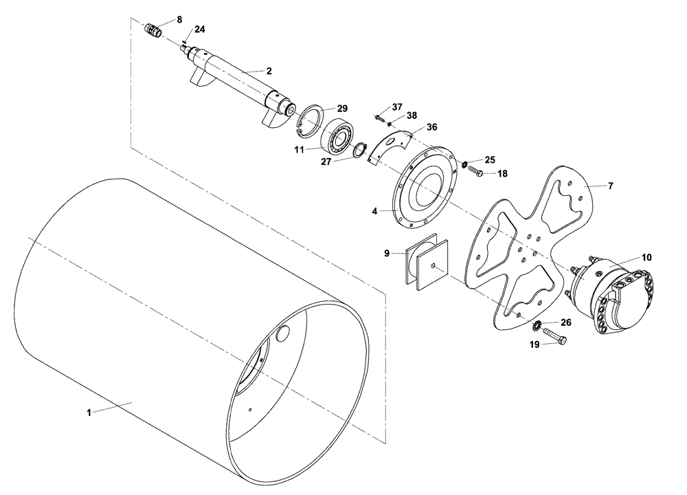 Схема запчастей Case DV202 - (12-2A/2[03]) - VIBRATORY - DRUM (12) - Chassis/Attachments