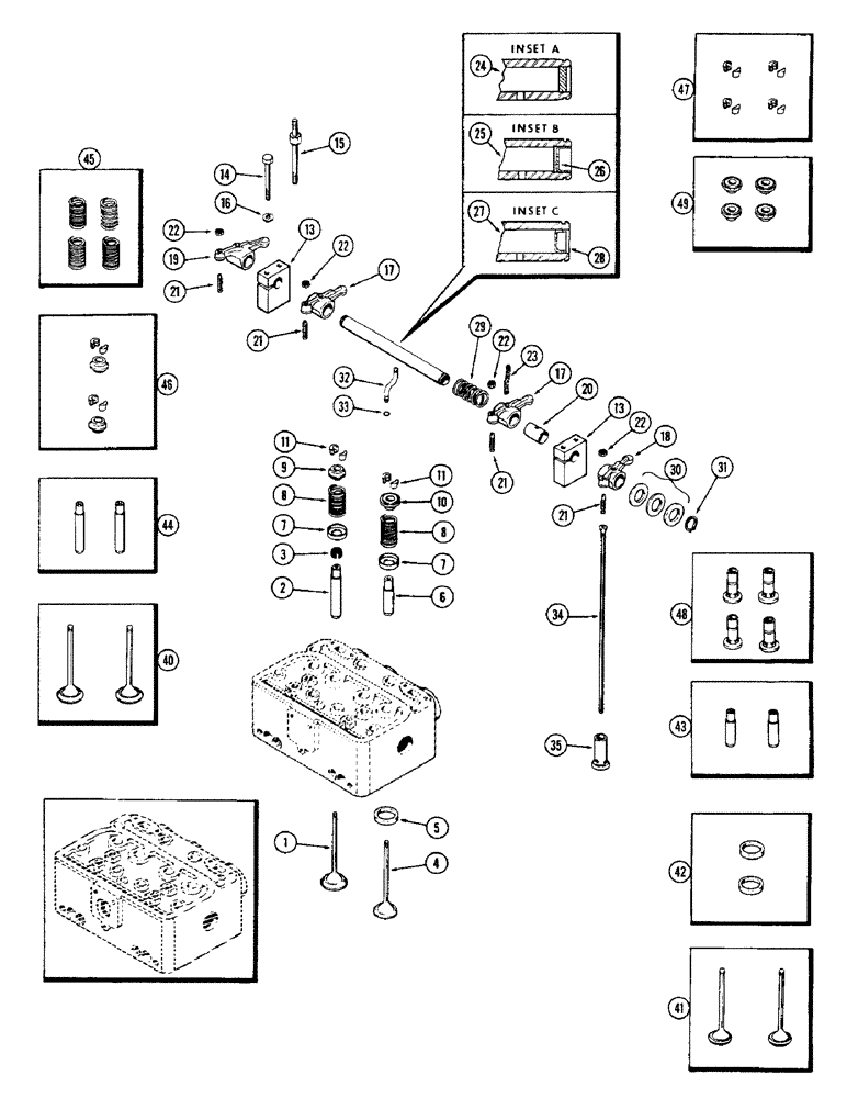 Схема запчастей Case W10B - (005C) - VALVES AND VALVE MECHANISM, (401) DIESEL ENG., FORGED ROCKER ARMS, USED PRIOR TO ENG. S/N 2095635 (02) - ENGINE