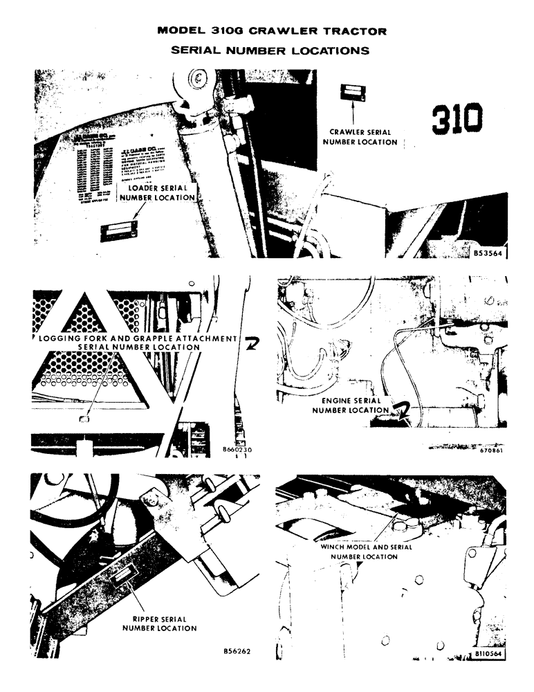 Схема запчастей Case 310G - (002) - SERIAL NUMBER LOCATIONS (00) - GENERAL