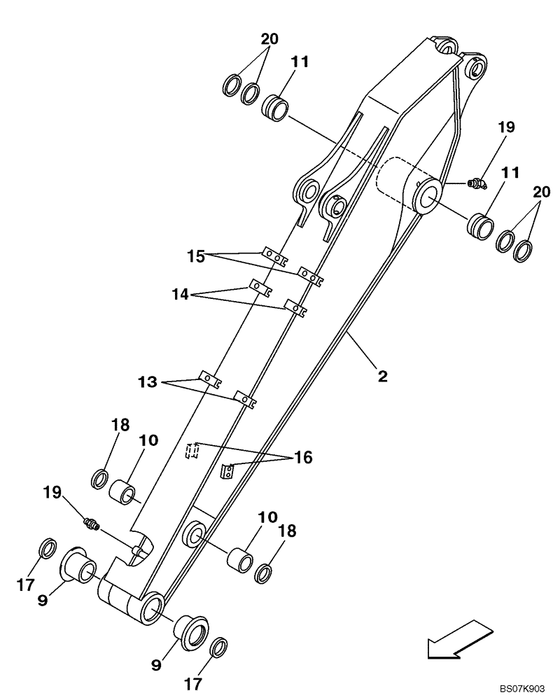 Схема запчастей Case CX225SR - (09-36) - ARM, EXCAVATOR, STD (09) - CHASSIS/ATTACHMENTS