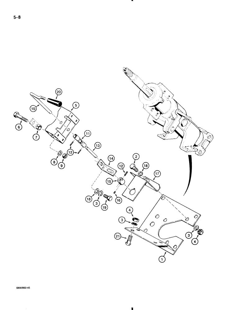 Схема запчастей Case 580K - (5-008) - STEERING COLUMN AND TURN SIGNAL, SPECIAL PARTS USED ON MODELS WITH TILT/TELESCOPING STEERING COLUMN (05) - STEERING