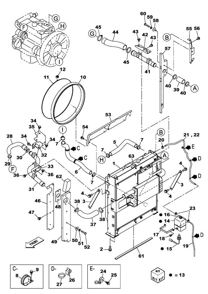 Схема запчастей Case CX210C LR - (10.400.02) - ENGINE WATER CIRCUIT - RADIATOR (10) - ENGINE
