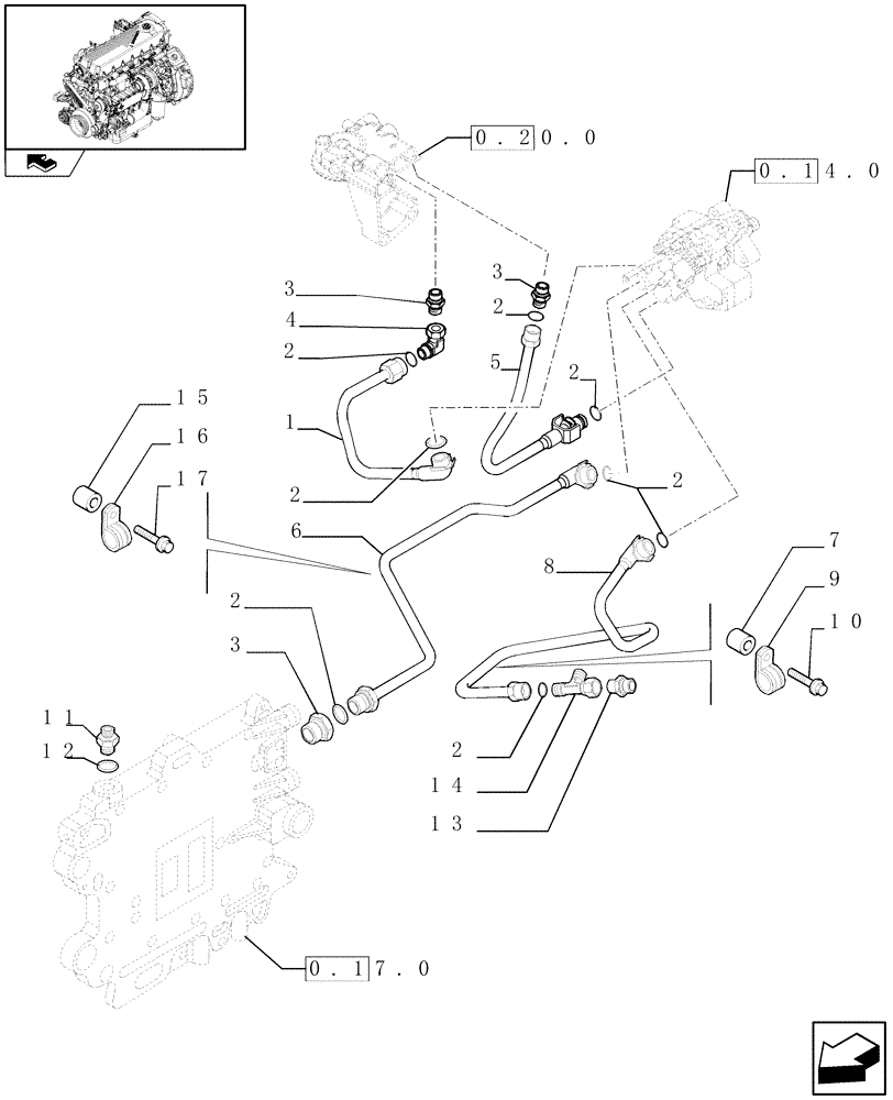 Схема запчастей Case F2CE9684H E003 - (0.20.3) - FUEL LINES & RELATED PARTS (504192460) 