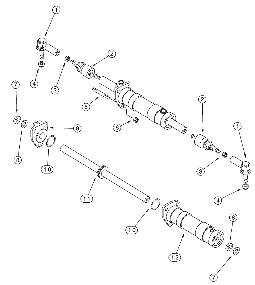 Схема запчастей Case 460 - (6-62) - REAR STEERABLE AXLE ASSEMBLY, 141854A1, STEERING CYLINDER MOUNTING AND ASSEMBLY (06) - POWER TRAIN