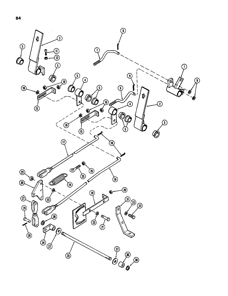 Схема запчастей Case 584 - (84) - FORWARD & REVERSE SPEED CONTROLS - LOWER, HYDROSTATIC TRANSMISSION (90) - PLATFORM, CAB, BODYWORK AND DECALS