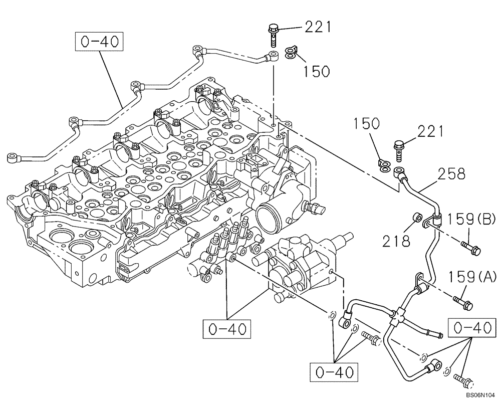 Схема запчастей Case CX240BLR - (03-08) - OIL CIRCUIT (03) - FUEL SYSTEM