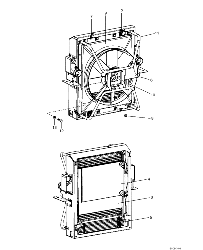 Схема запчастей Case 335B - (04B00000040[001]) - RADIATOR ASSY (UNTIL P.I.N. HHD0335BN8PGXXXXX) (89500423407) (01) - ENGINE