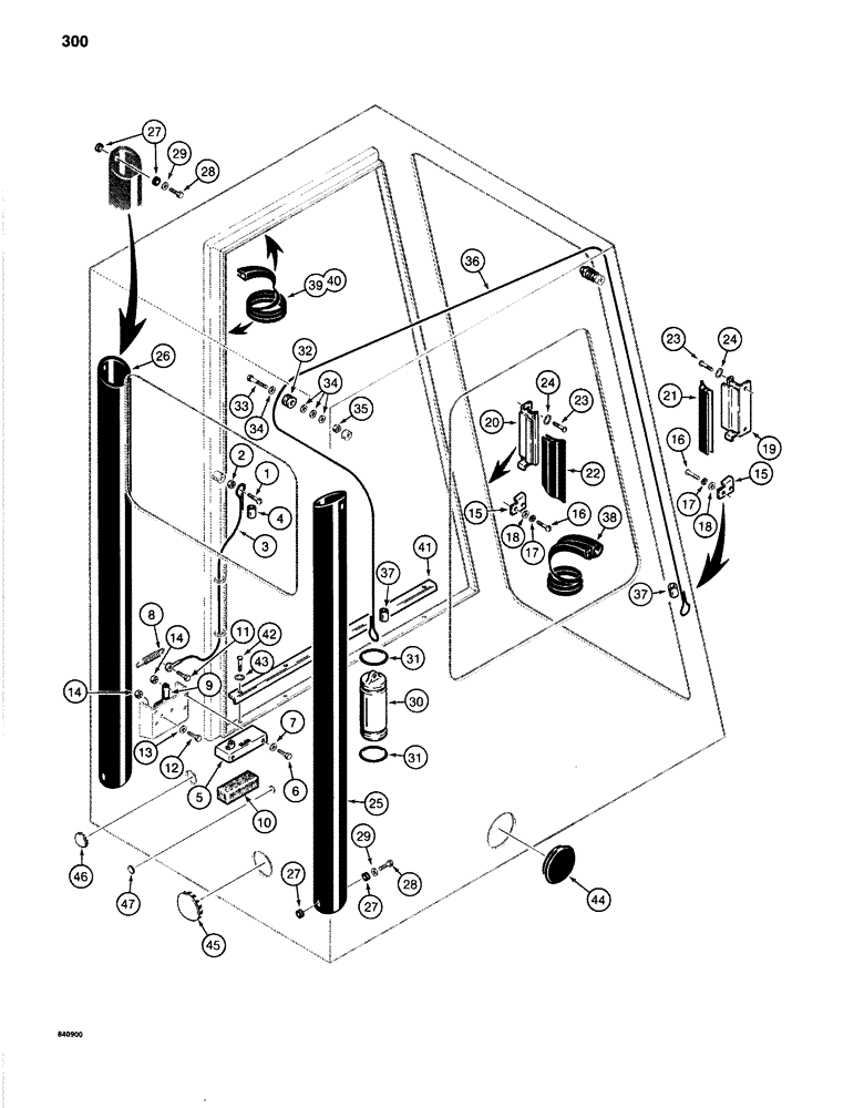 Схема запчастей Case 1280B - (300) - CAB, WINDSHIELD CABLES AND MISCELLANEOUS (09) - CHASSIS/ATTACHMENTS