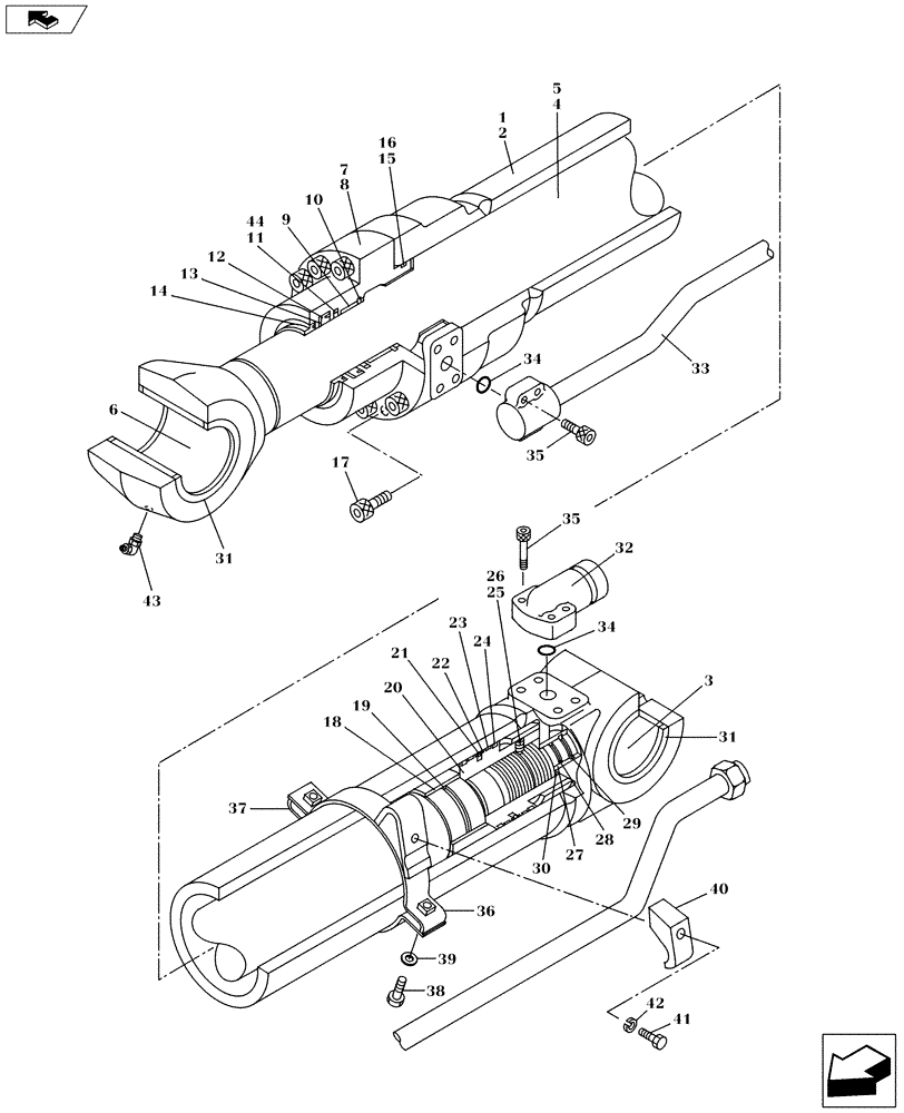 Схема запчастей Case CX235C SR - (35.737.09) - ARM CYLINDER (35) - HYDRAULIC SYSTEMS