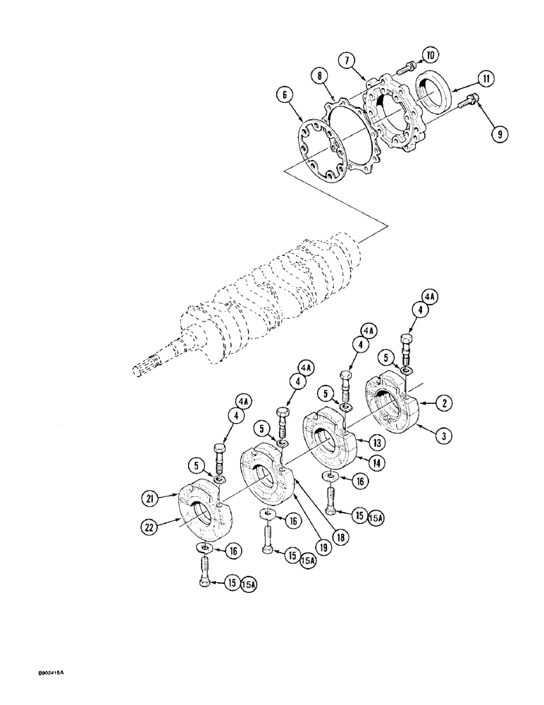 Схема запчастей Case 1825 - (2-20) - MAIN BEARING HOUSING, DIESEL MODELS (02) - ENGINE