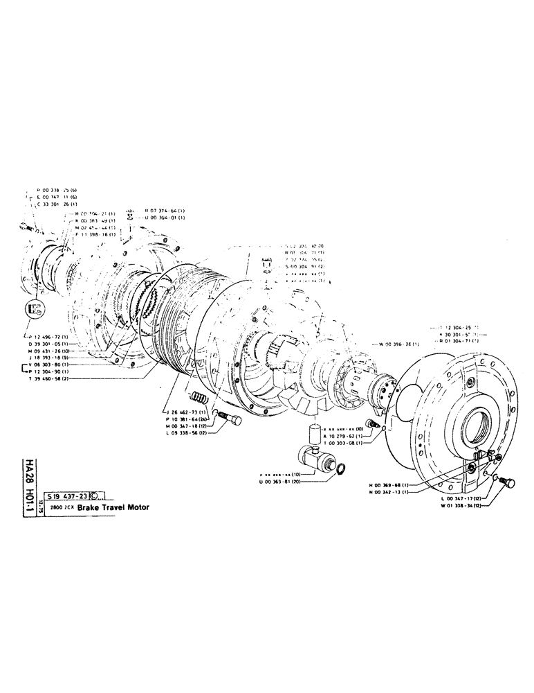 Схема запчастей Case 220CKS - (45) - BRAKE TRAVEL MOTOR (07) - HYDRAULIC SYSTEM