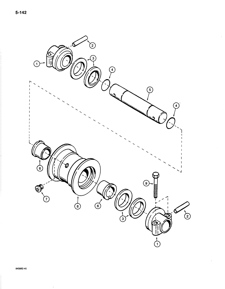 Схема запчастей Case 1080B - (5-142) - TRACK ROLLER (11) - TRACKS/STEERING