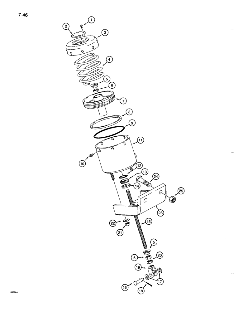 Схема запчастей Case 1085B - (7-046) - PARKING BRAKE AIR CHAMBER (07) - BRAKES