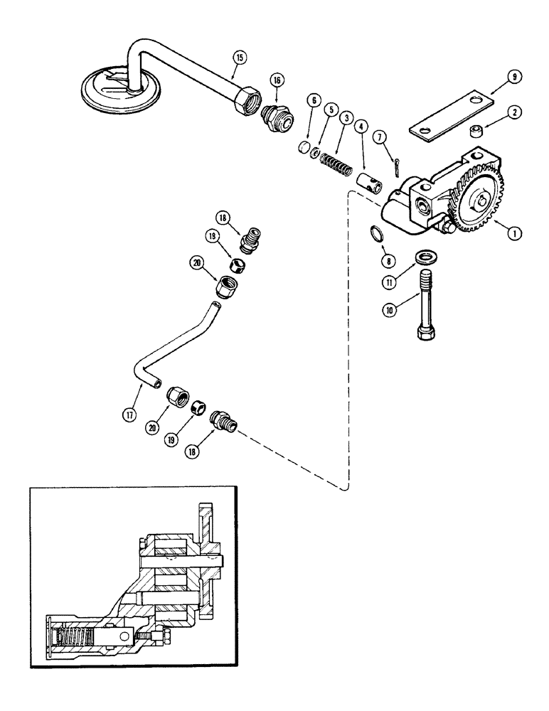 Схема запчастей Case 880 - (030) - OIL PUMP, 336BDT DIESEL ENGINE, USED ENGINE SERIAL NO. 10151851 & AFTER, FRONT MOUNTED (01) - ENGINE