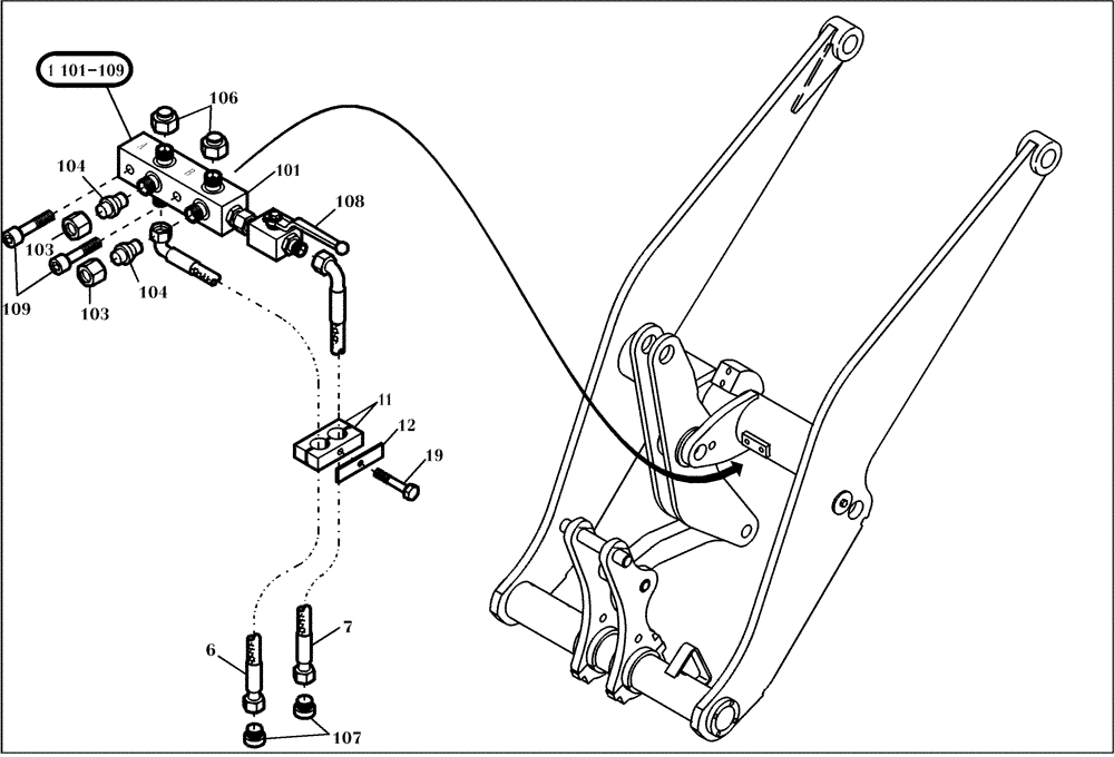 Схема запчастей Case 21D - (20.560[001]) - HYDRAULIC SYSTEM QUICK - HITCH (S/N 561101-UP) No Description