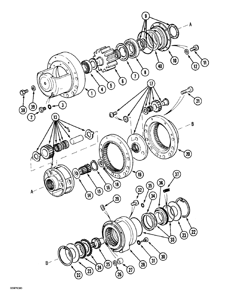 Схема запчастей Case 888 - (6-16) - SWING TRANSMISSION, P.I.N. 15642 AND AFTER, P.I.N. 106813 AND AFTER (06) - POWER TRAIN