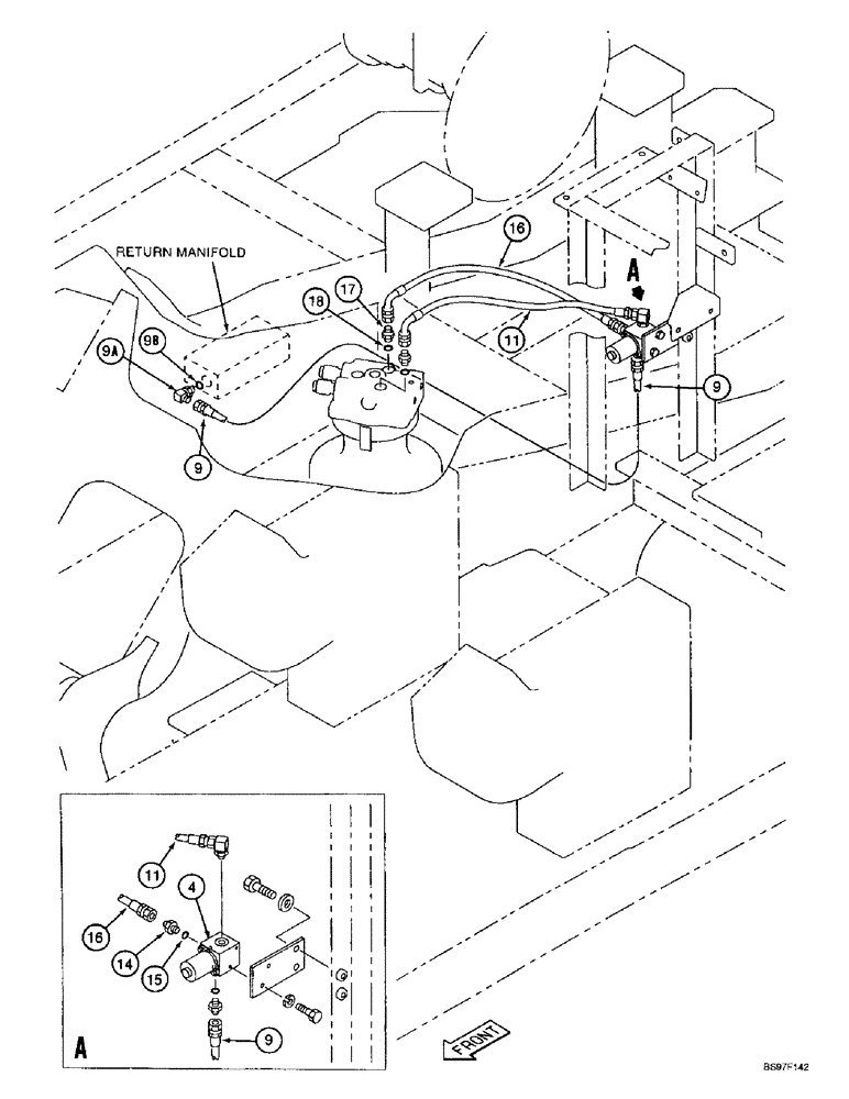 Схема запчастей Case 9010B - (8-056) - FREE SWING CIRCUIT (08) - HYDRAULICS