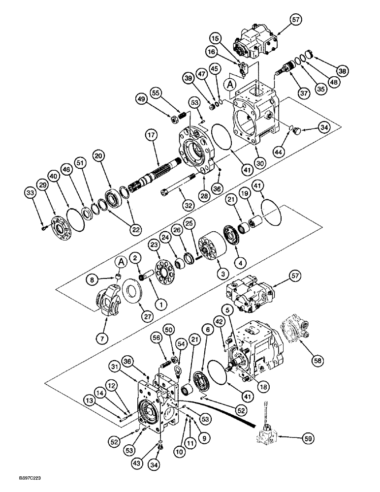 Схема запчастей Case 9030B - (8-120) - 162219A1 HYD PUMP,STD MODELS PIN DAC0301004 & AFT,ALL SPECL APLCTION,LONG REACH & TIMBER KING MODEL (08) - HYDRAULICS