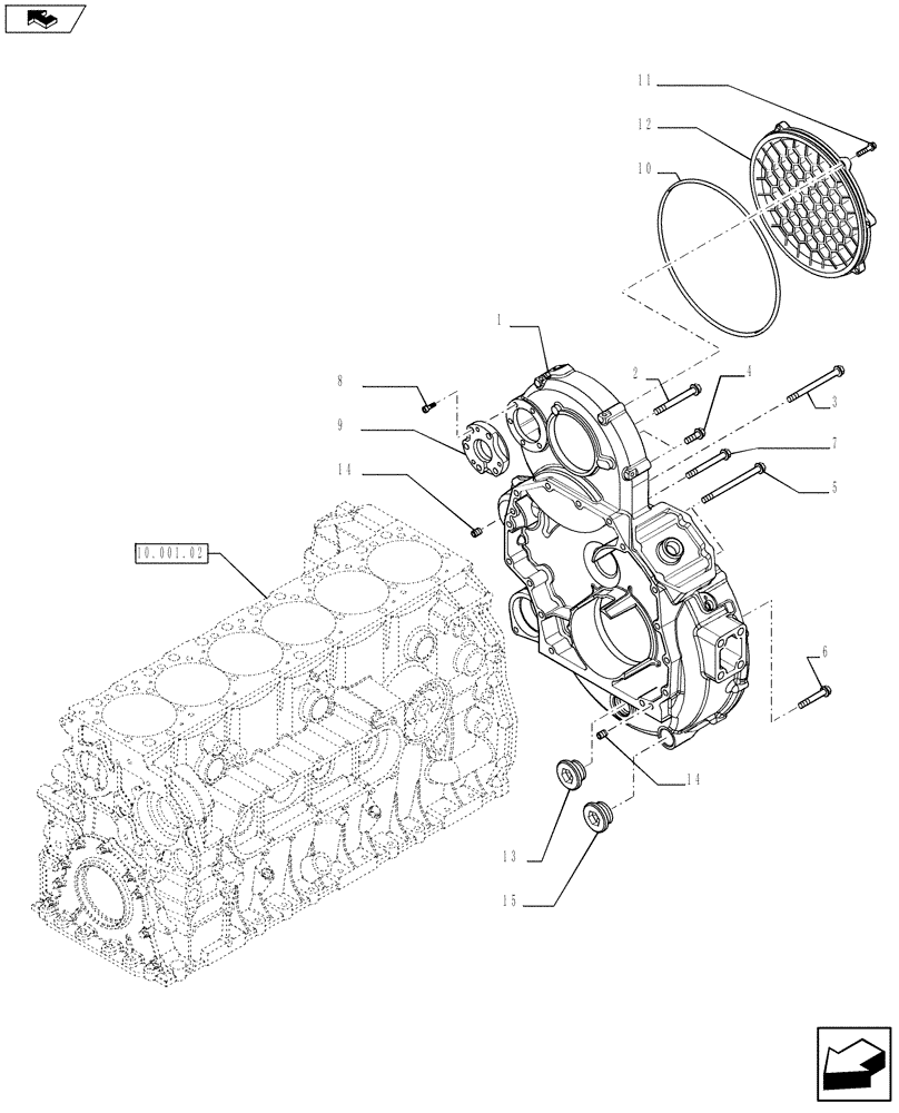 Схема запчастей Case F2CE9684P E024 - (10.103.03) - CRANKCASE COVERS (504129217) (10) - ENGINE