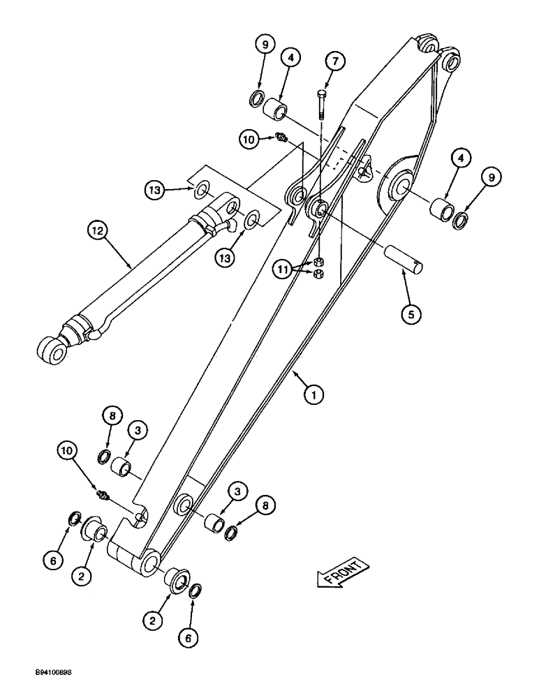 Схема запчастей Case 9030B - (9-096) - ARM AND CYLINDER, STANDARD MODELS ONLY, 3.0 M (9 FT. 10 INCH) ARM (09) - CHASSIS