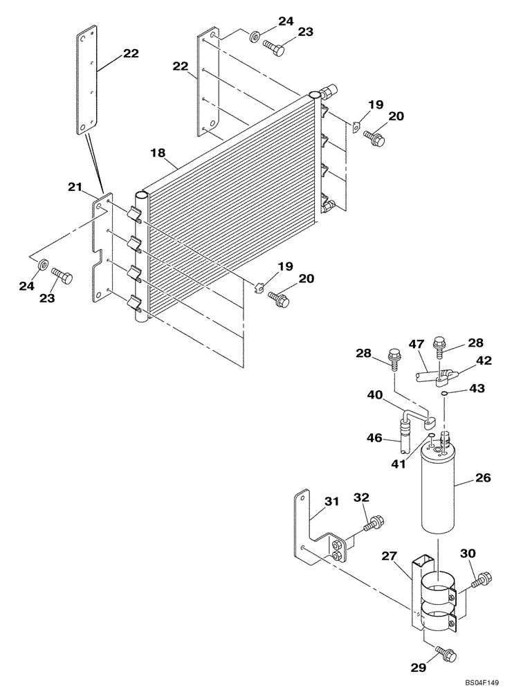 Схема запчастей Case CX160 - (09-25) - AIR CONDITIONING - CONDENSER AND RECEIVER-DRIER (09) - CHASSIS/ATTACHMENTS