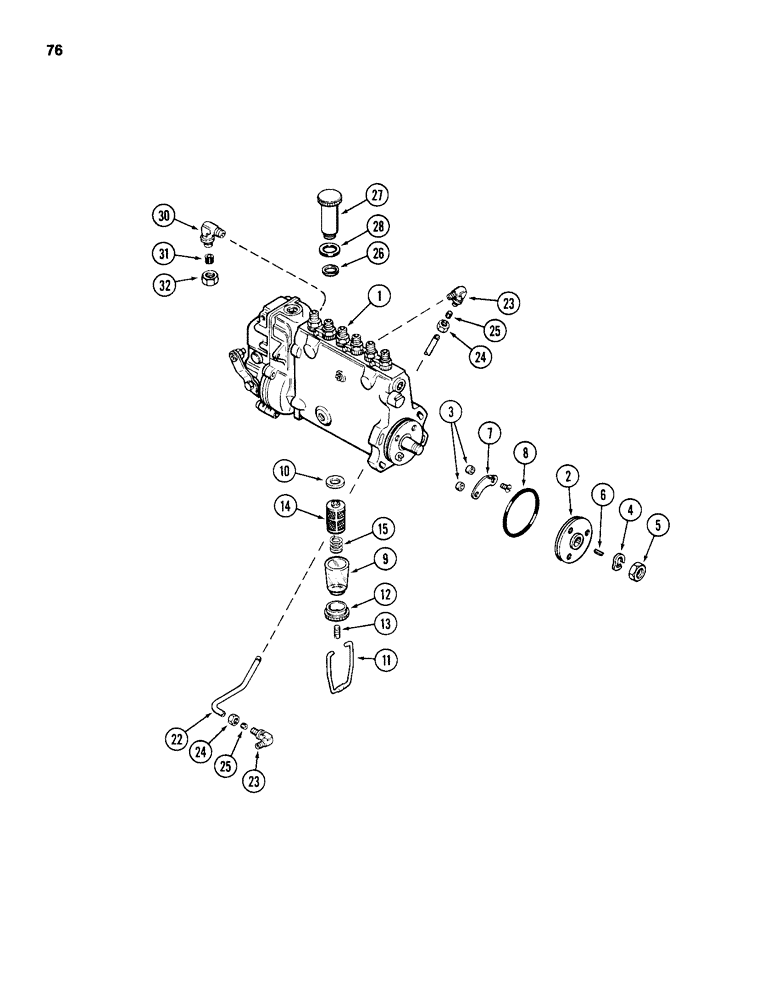 Схема запчастей Case 1155D - (076) - FUEL INJECTION PUMP (03) - FUEL SYSTEM