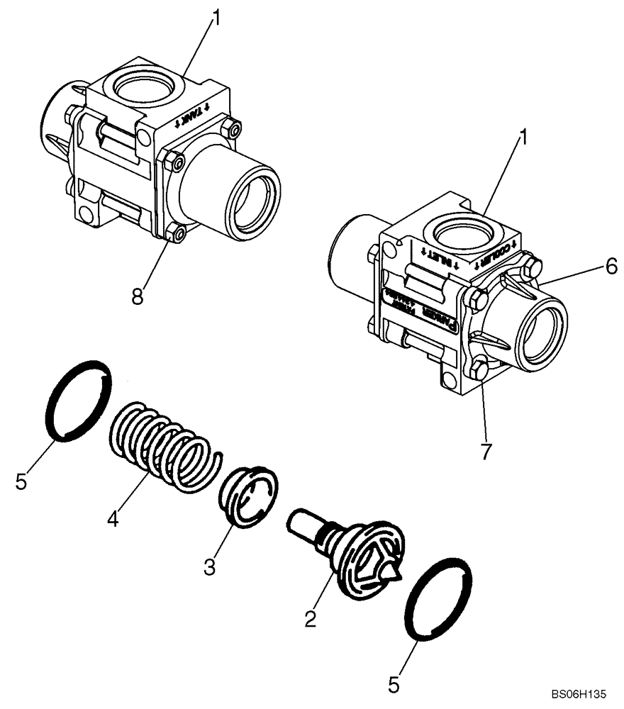 Схема запчастей Case 1150K - (08-11) - VALVE ASSEMBLY, THERMAL BYPASS (08) - HYDRAULICS