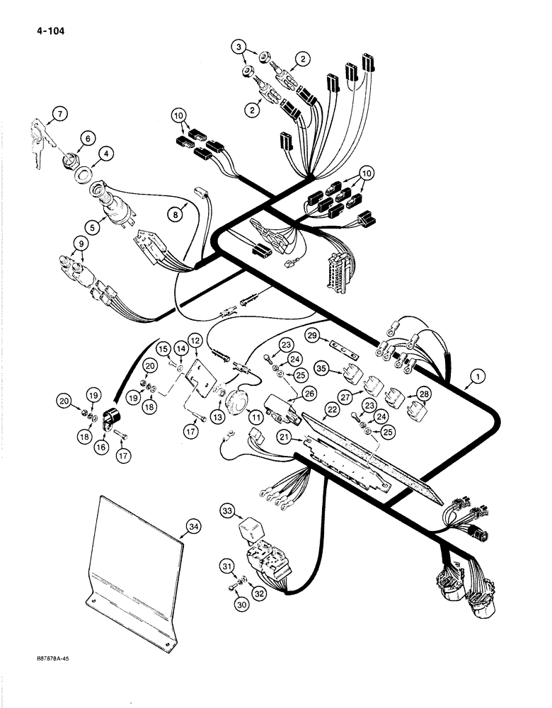 Схема запчастей Case 780C - (4-104) - 12 VOLT ELECTRICAL CIRCUIT, INSTRUMENT HARNESS AND CONNECTIONS (04) - ELECTRICAL SYSTEMS