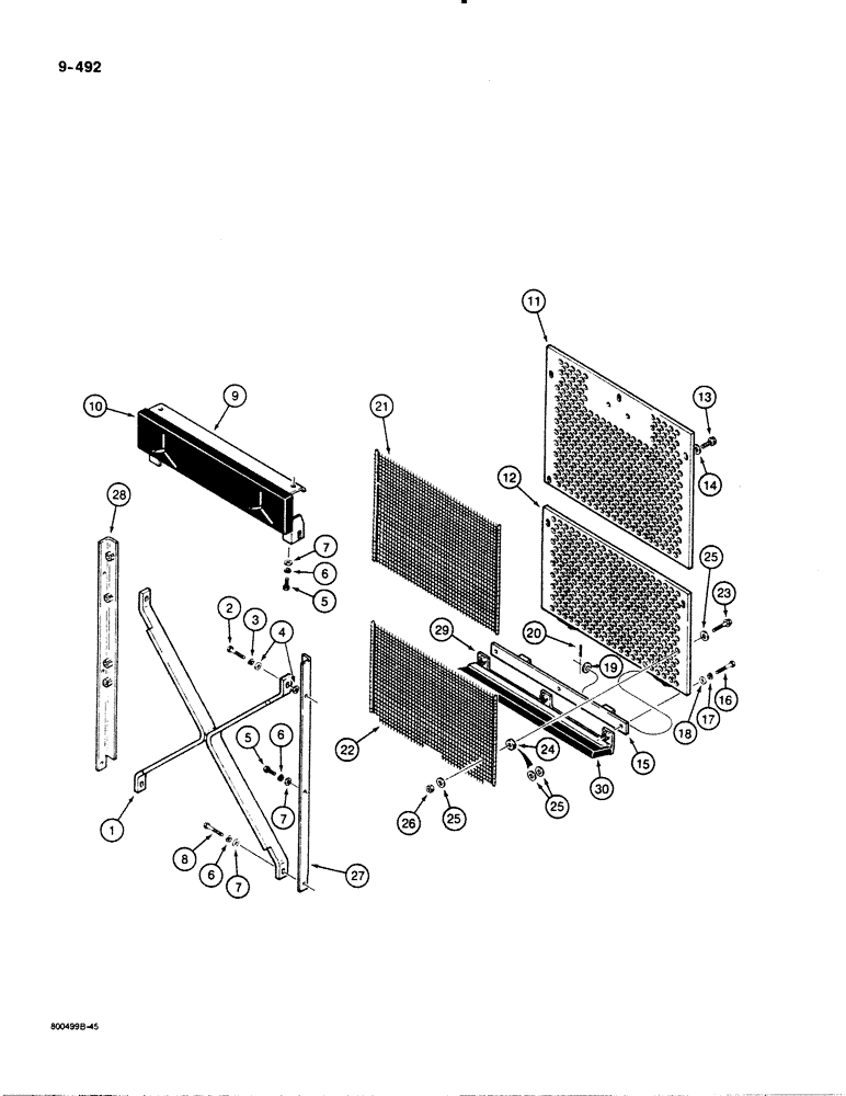 Схема запчастей Case 1455B - (9-492) - HEAVY DUTY (HINGED) GRILLE AND RADIATOR BRUSH SCREEN (09) - CHASSIS/ATTACHMENTS