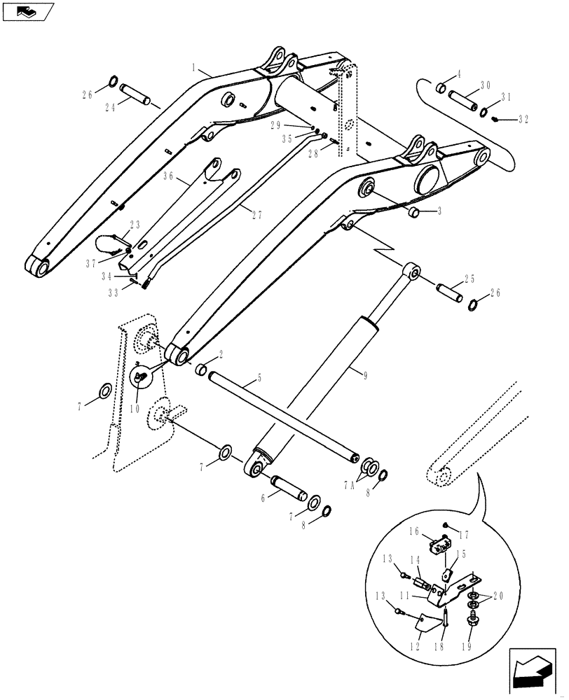 Схема запчастей Case 590SN - (39.125.01) - FRAME - LOADER LIFT (39) - FRAMES AND BALLASTING