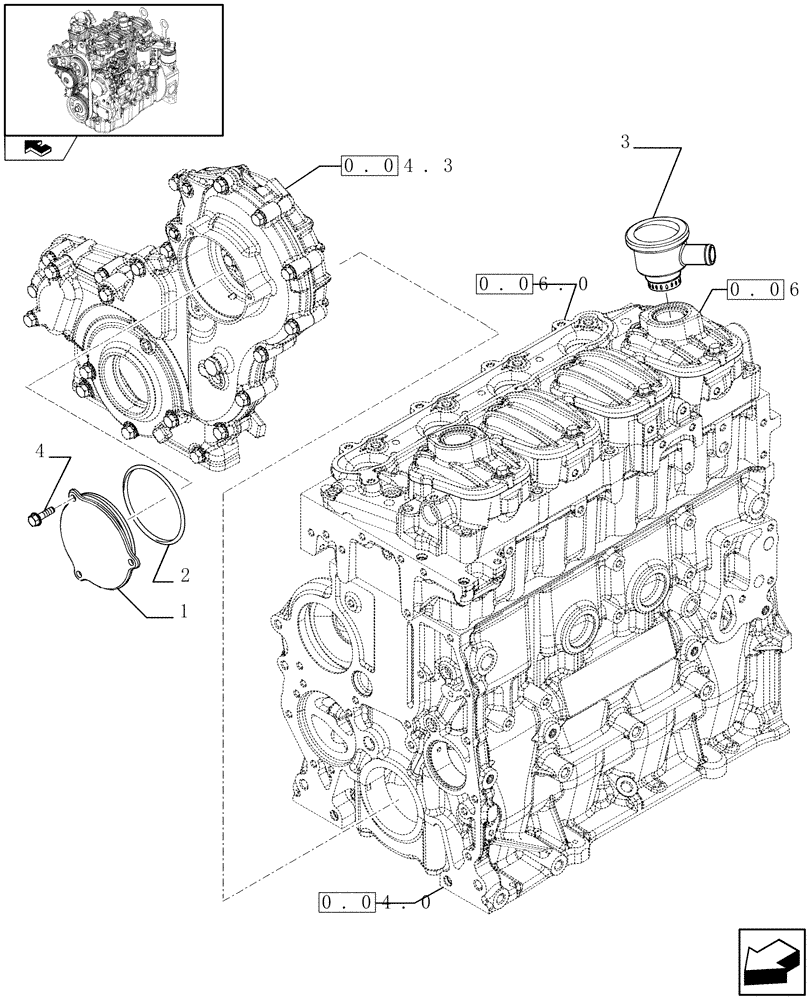 Схема запчастей Case 121E - (0.04.5) - ENGINE BREATHERS (01) - ENGINE