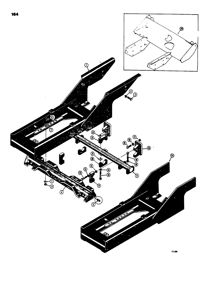 Схема запчастей Case 450 - (164) - MAIN FRAME, CROSSBAR AND CROSSMEMBER (03) - TRANSMISSION