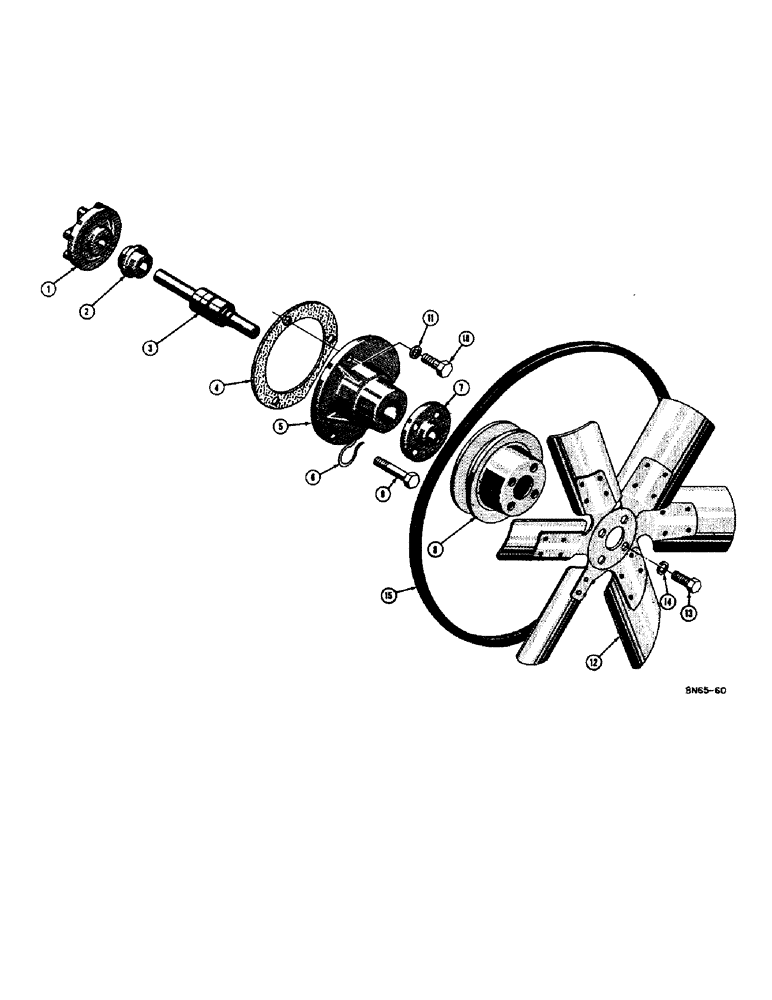 Схема запчастей Case 420B - (014) - WATER PUMP, FAN, FAN BELT, AND PULLEY (01) - ENGINE