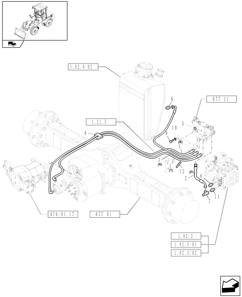 Схема запчастей Case 321E - (077[08]) - 35 KM/H HYDRAULIC DRIVING SYSTEM (HIGH SPEED) (05) - REAR AXLE