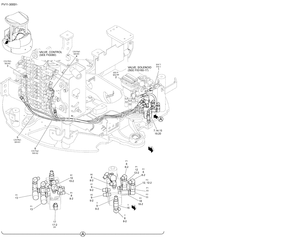 Схема запчастей Case CX27B - (01-039) - CONTROL LINES, VALVE (35) - HYDRAULIC SYSTEMS