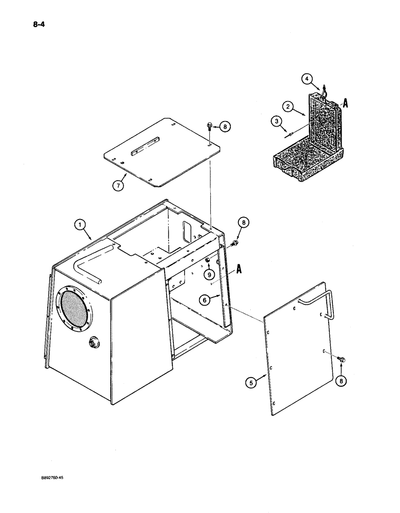 Схема запчастей Case 650 - (8-04) - HYDRAULIC RESERVOIR COVERS AND OPERATORS MANUAL BOX (08) - HYDRAULICS