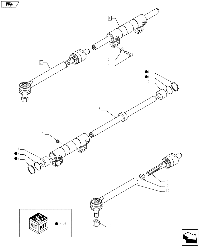 Схема запчастей Case 590SN - (41.216.0601) - AXLE, FRONT DRIVE - CYLINDER, STEERING STD ACP - 4WD (41) - STEERING