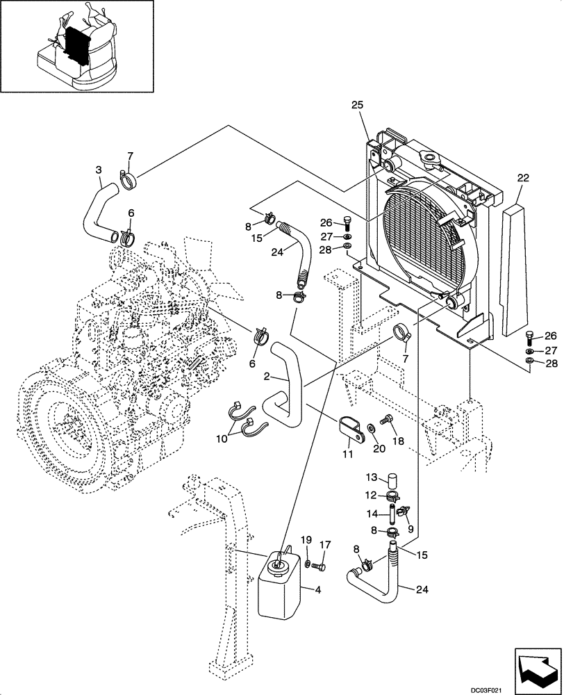 Схема запчастей Case CX14 - (02-06[00]) - RADIATOR MOUNTING (02) - ENGINE