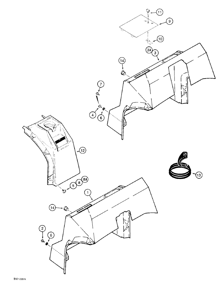 Схема запчастей Case 590 - (9-108) - LEFT-HAND AND RIGHT-HAND CONSOLES, FOR ROPS CAB OR CANOPY MODELS (09) - CHASSIS/ATTACHMENTS