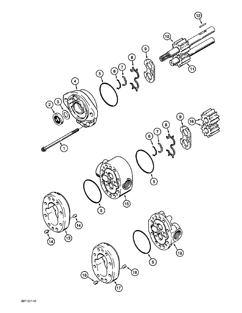 Схема запчастей Case 1825 - (8-04) - HYDRAULIC EQUIPMENT PUMP D136150, PRIOR TO P.I.N. JAF0096590 (08) - HYDRAULICS