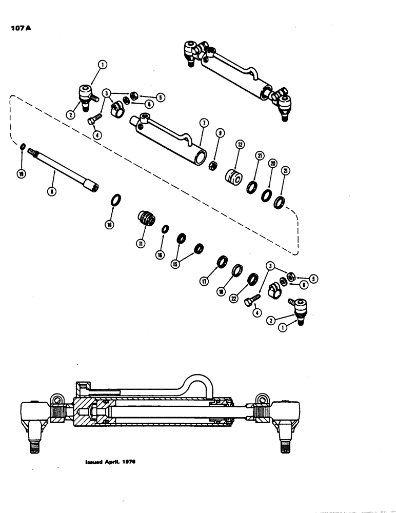 Схема запчастей Case 480B - (107A) - A51731 STEERING CYLINDER, USED TRACTOR SERIAL NUMBERS 8735171 TO 8741258 