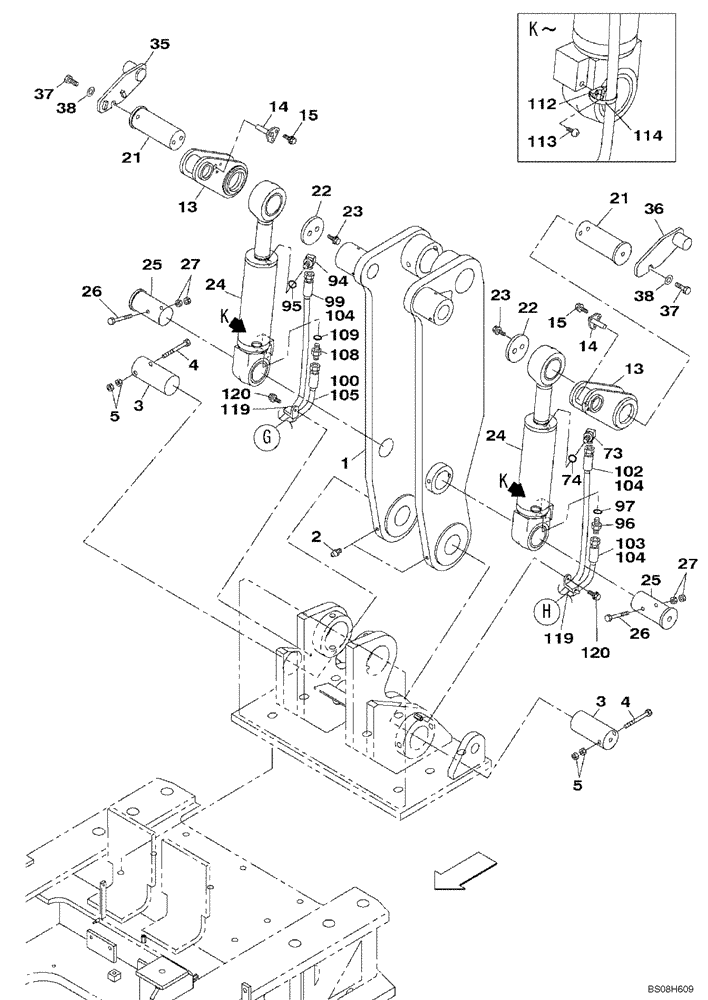 Схема запчастей Case CX470C - (08-060-03[01]) - COUNTERWEIGHT REMOVAL SYSTEM (07) - HYDRAULIC SYSTEM