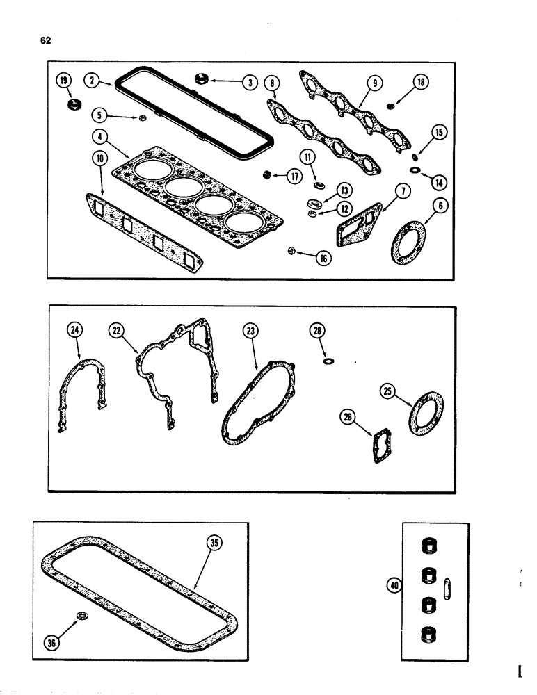 Схема запчастей Case 580D - (062) - ENG. GASKET KITS, 207 TURBOCHARGED DIESEL ENG., 207 NATURALLY ASPIRATED DIESEL ENG., VALVE GRIND KIT (02) - ENGINE