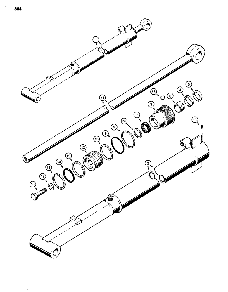 Схема запчастей Case 480D - (384) - G101203 BACKHOE DIPPER EXTENSION CYLINDER, 480D MODELS ONLY (35) - HYDRAULIC SYSTEMS